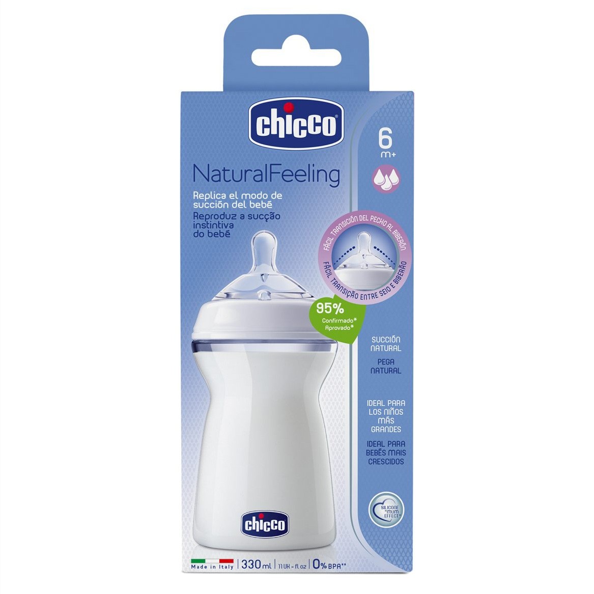 Imagen de Chicco Biberón Natural Feeling flujo rápido 330ml