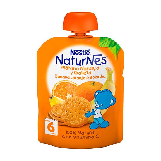 Imagen de Nestlé Natunes bolsita plátano naranja y galleta 90g