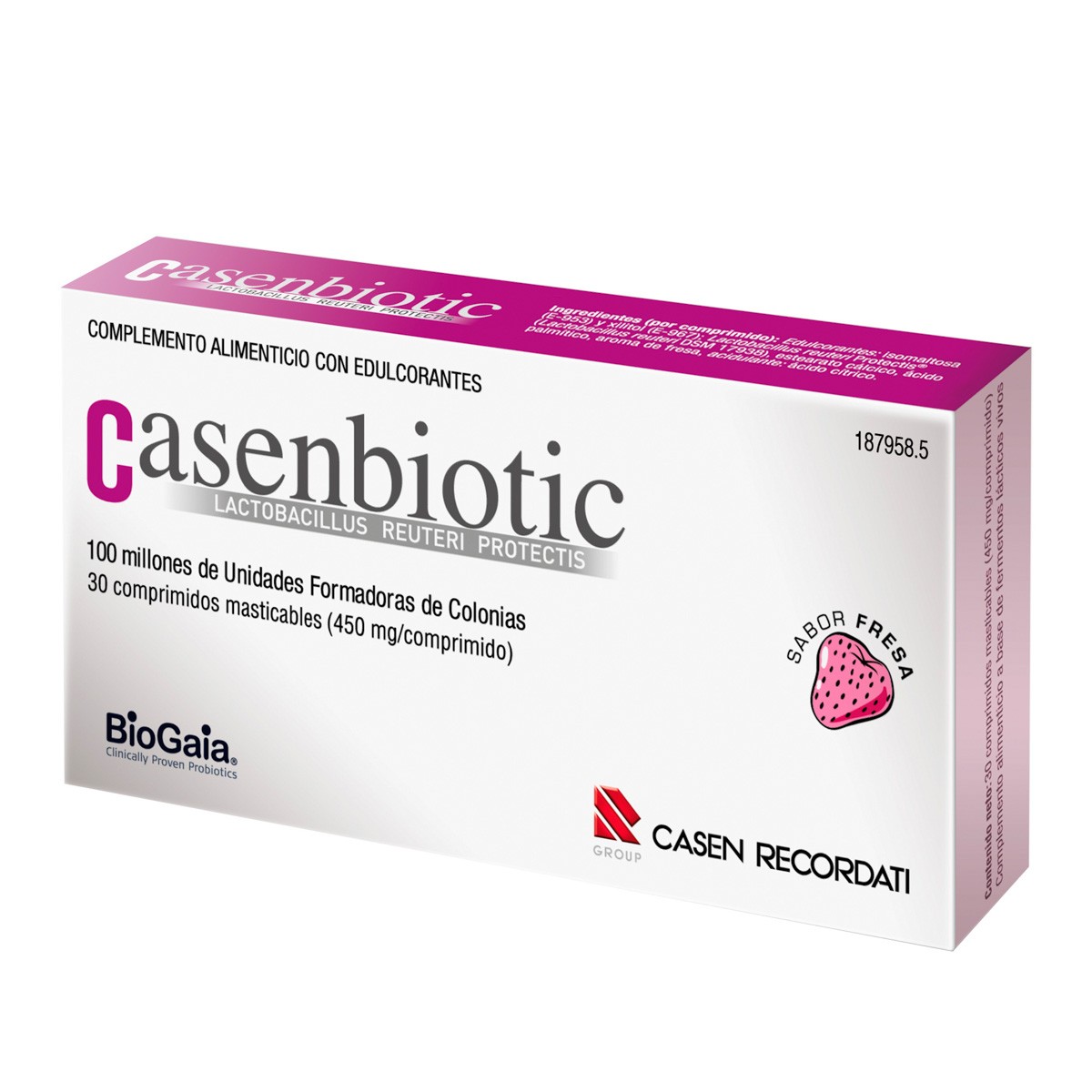 Imagen de Casenbiotic Fresa 30 comprimidos