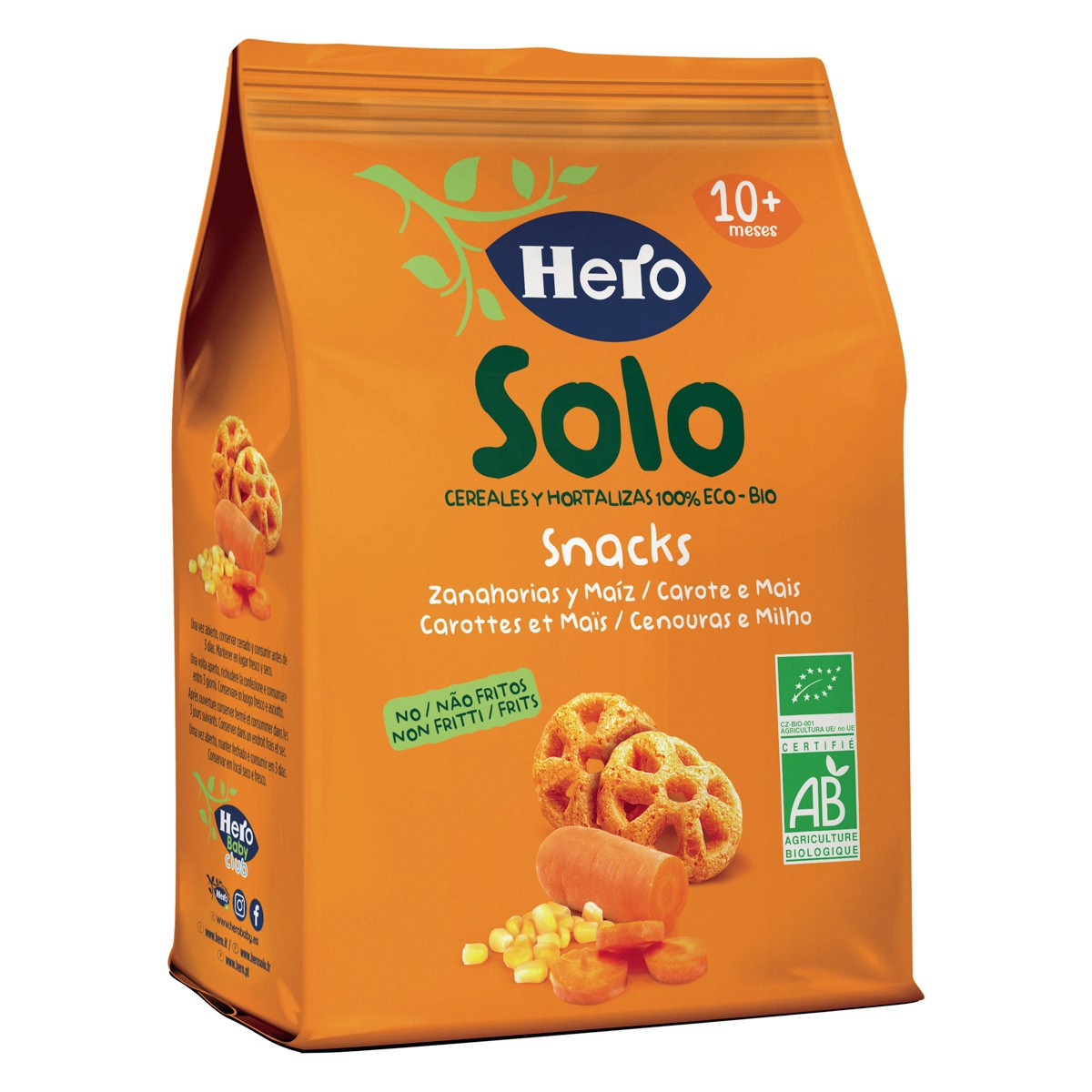 Imagen de Hero snacks de zanahoria y maíz ecológicos 40g