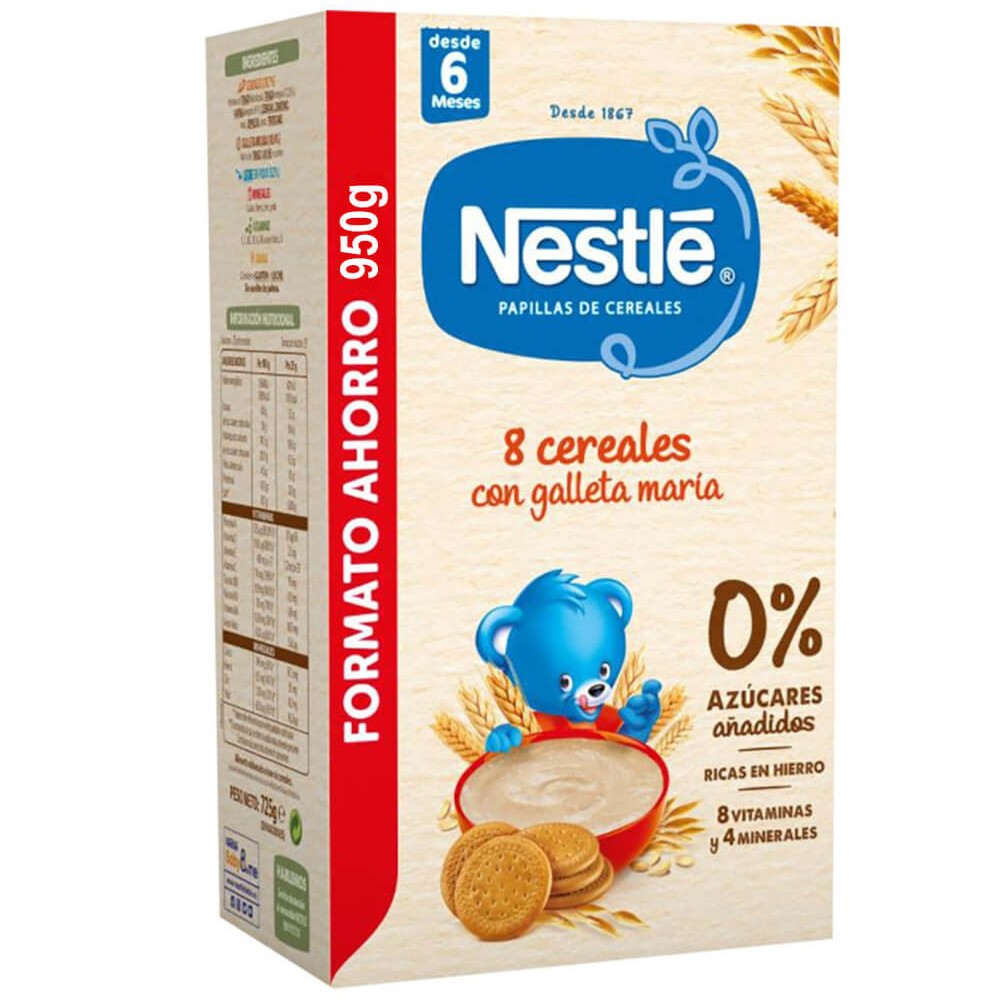 Imagen de Nestlé papilla 8 cereales con galleta María 950g