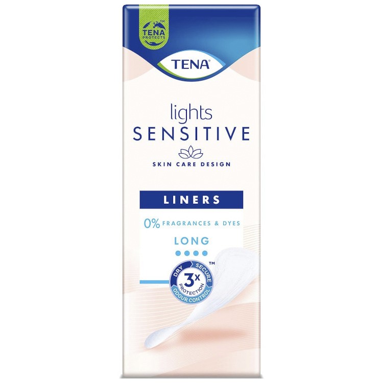 Imagen de Tena Lights Sensitive Liner Long protegeslip para pieles sensibles 20 unidades