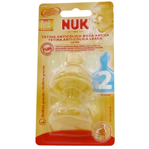 Imagen de Nuk Tetina fist choice látex boca ancha talla 2 orificio L 2uds