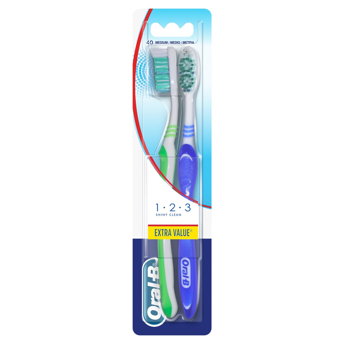 Imagen de OralB cepillo 123 shiny clean duo medio